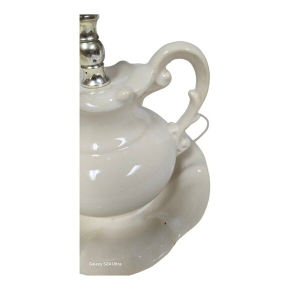 Vintage 70s Water Pitcher Wash Basin Ceramic Table Lamp 15" Tall MCM Room Decor - Picture 14 of 16